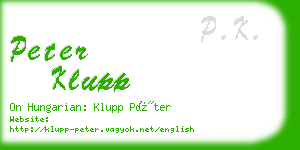 peter klupp business card